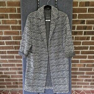 Topshop Womens Jacket Black White Knit Open Front Long Sleeve New